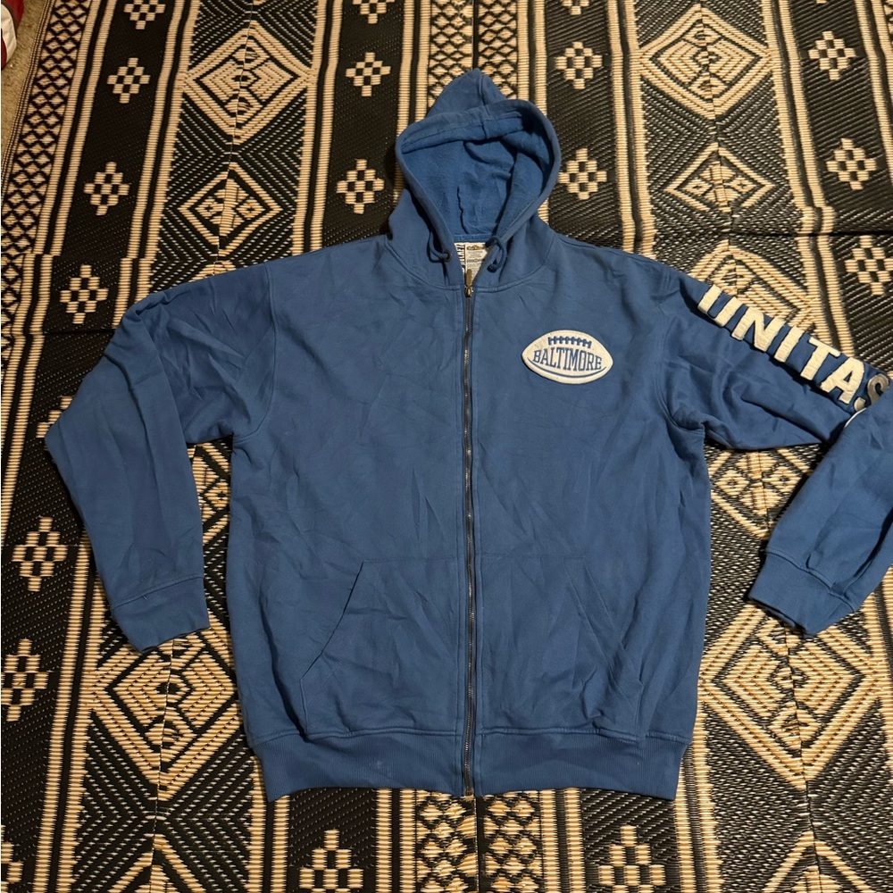 NFL vintage rare Baltimore Colts, Johnny United zip up hoodie stitched size XXL